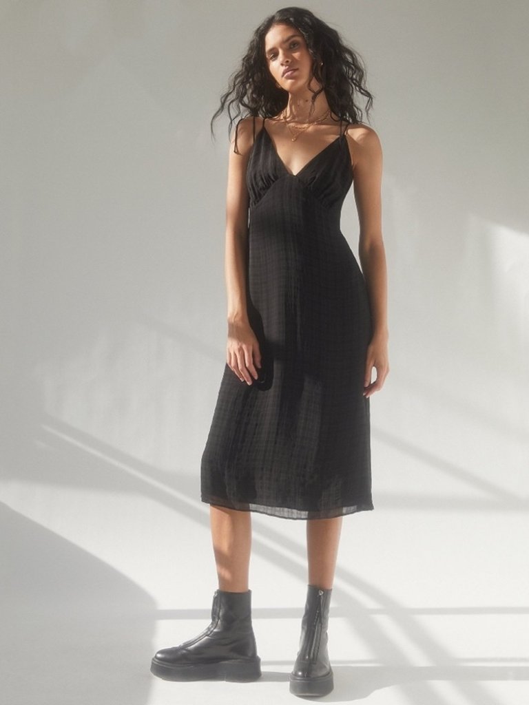 Aritzia Black Midi Slip Dress